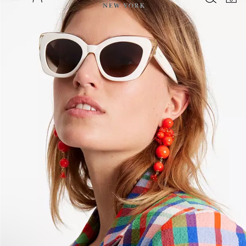 kate spade White and Gold Cat Eye Sunglasses with Dark Lenses